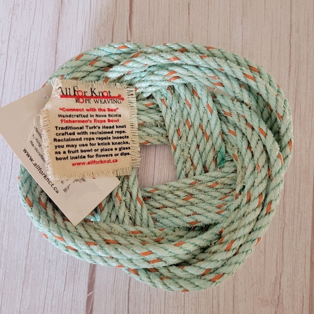 8" Handmade Aqua  Coloured Reclaimed Fisherman's Bowl